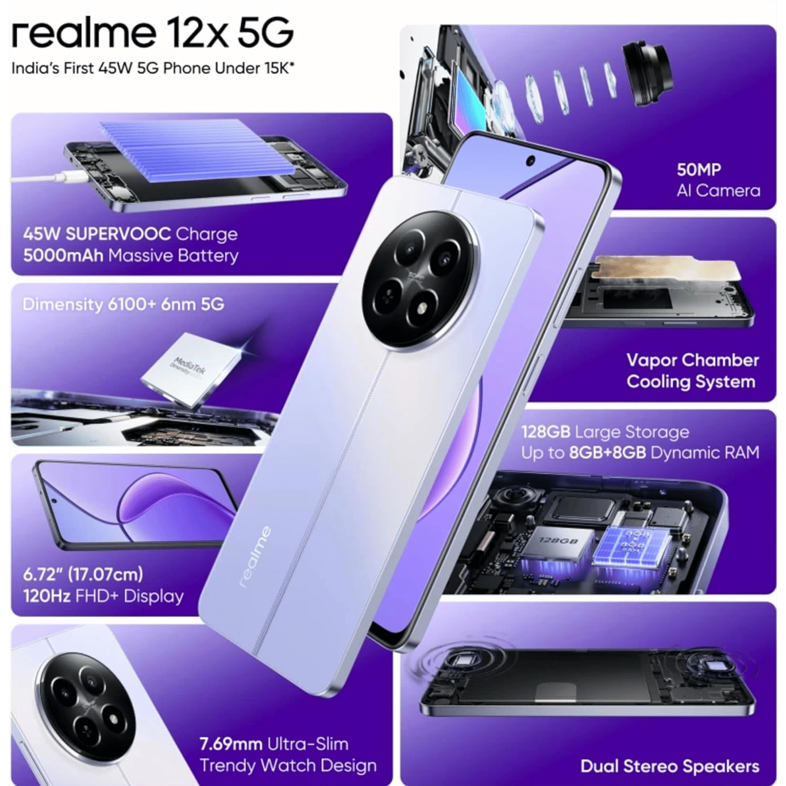 Buy realme 12x 5G (8GB RAM, 128GB, Twilight Purple) Online